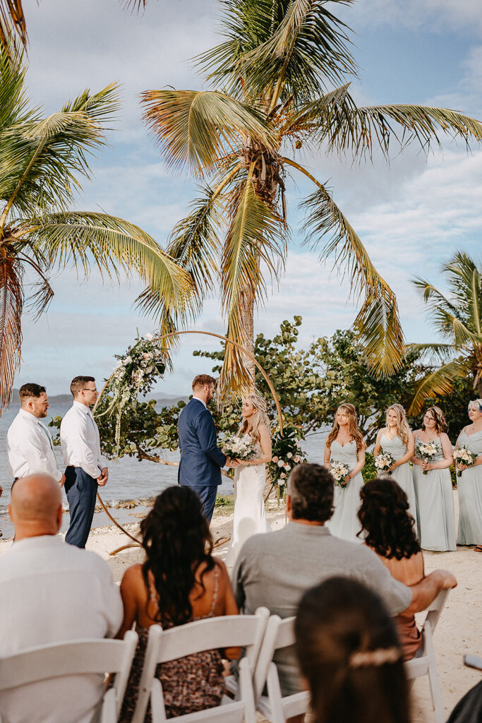 bride and groom at beach ceremony during usvi destination wedding