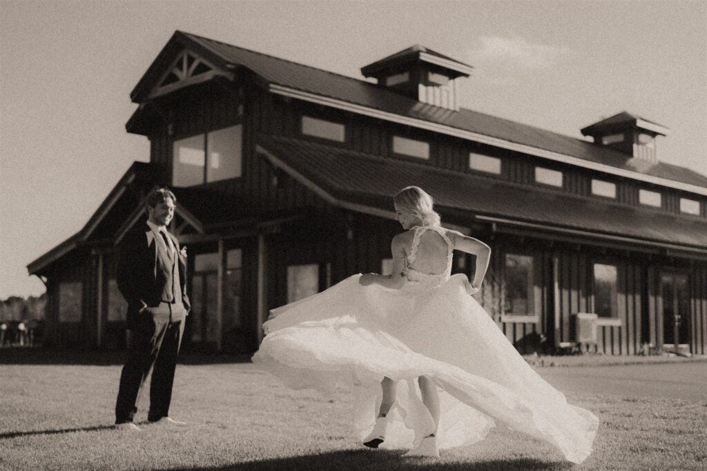 First look at Ivy Black Wedding venue with Bride and Groom