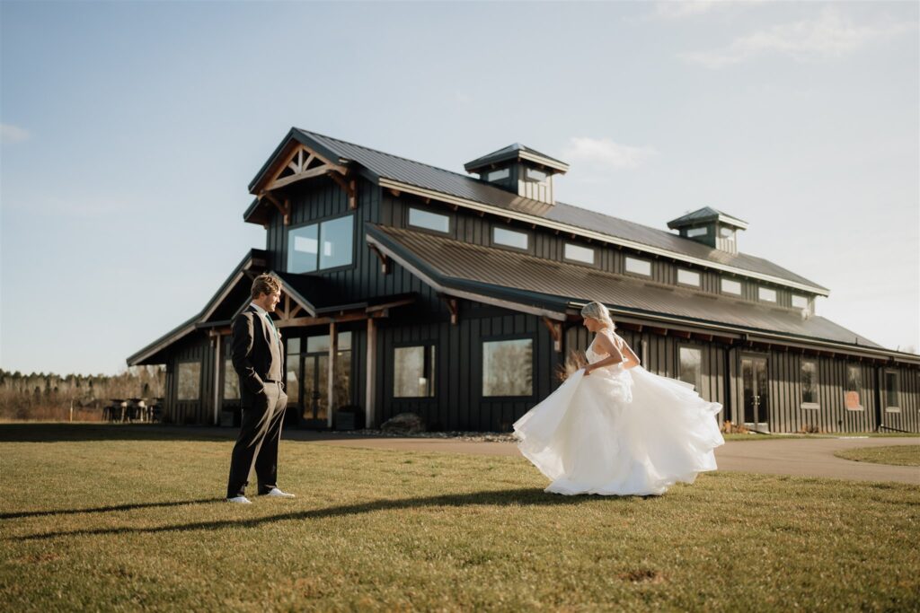 First look at Ivy Black Wedding venue with Bride and Groom