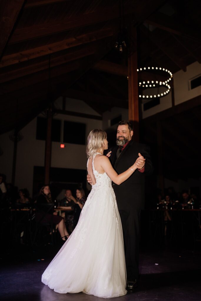 First dance of bride and father at Ivy Black Wedding venue 