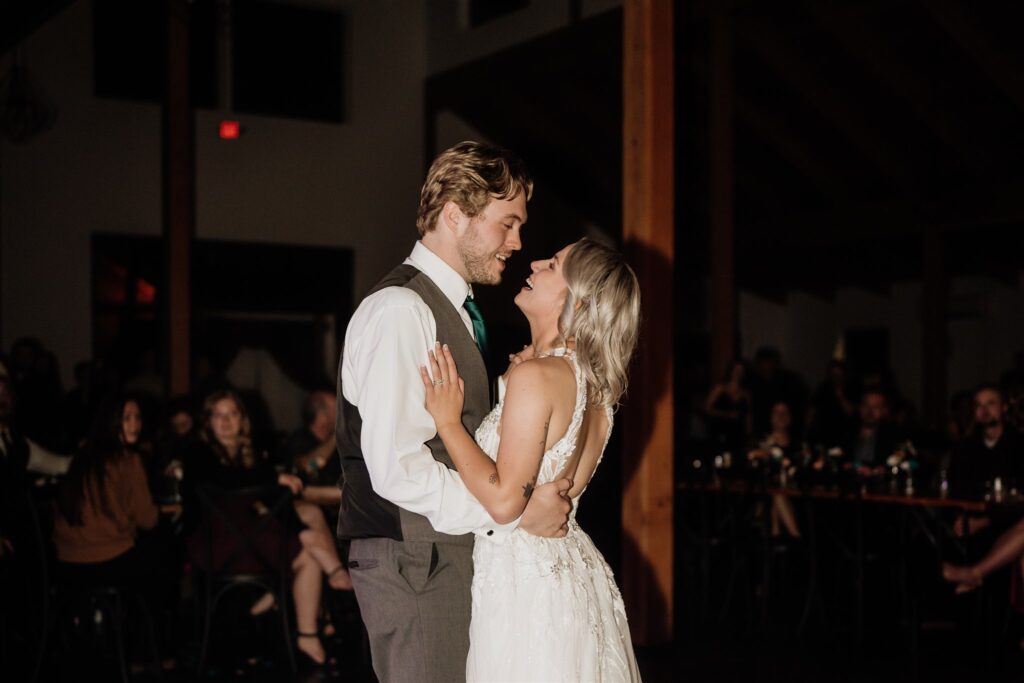 First dance of bride and groom at Ivy Black Wedding venue 