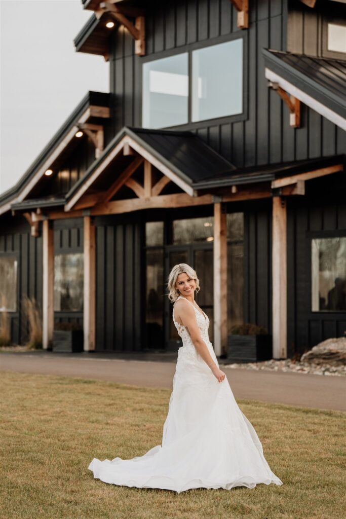 bride portrait outside at ivy black wedding venue