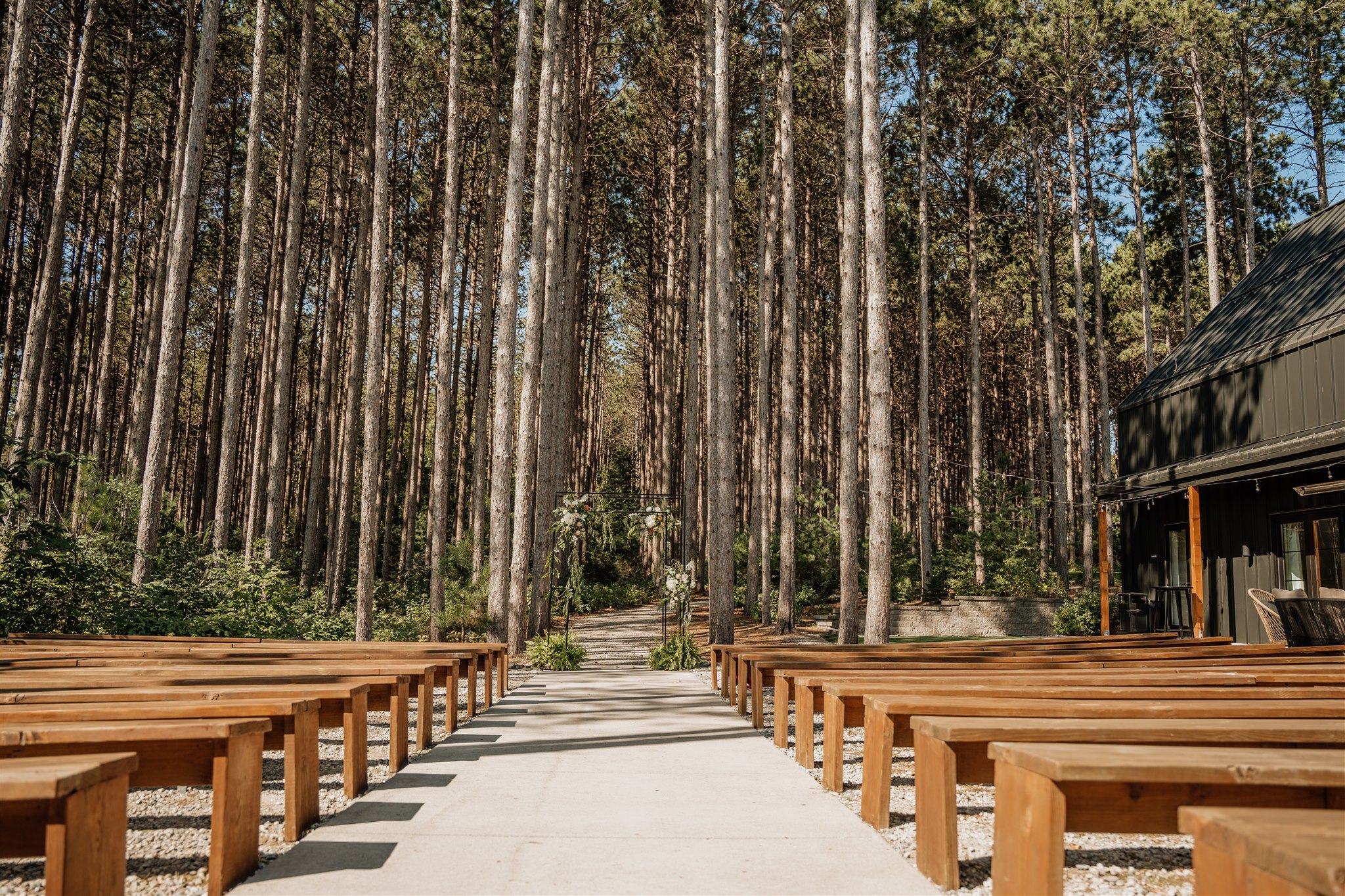 outdoor ceremony spot at pinewood weddings and events 