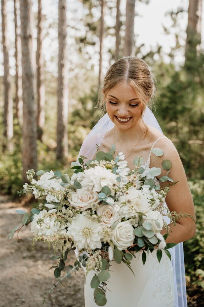 bride outside at pinewood