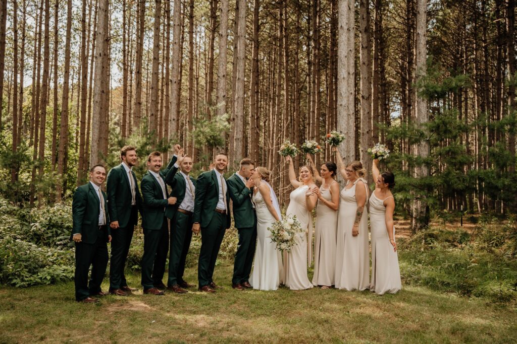 wedding party photos outside at pinewood 